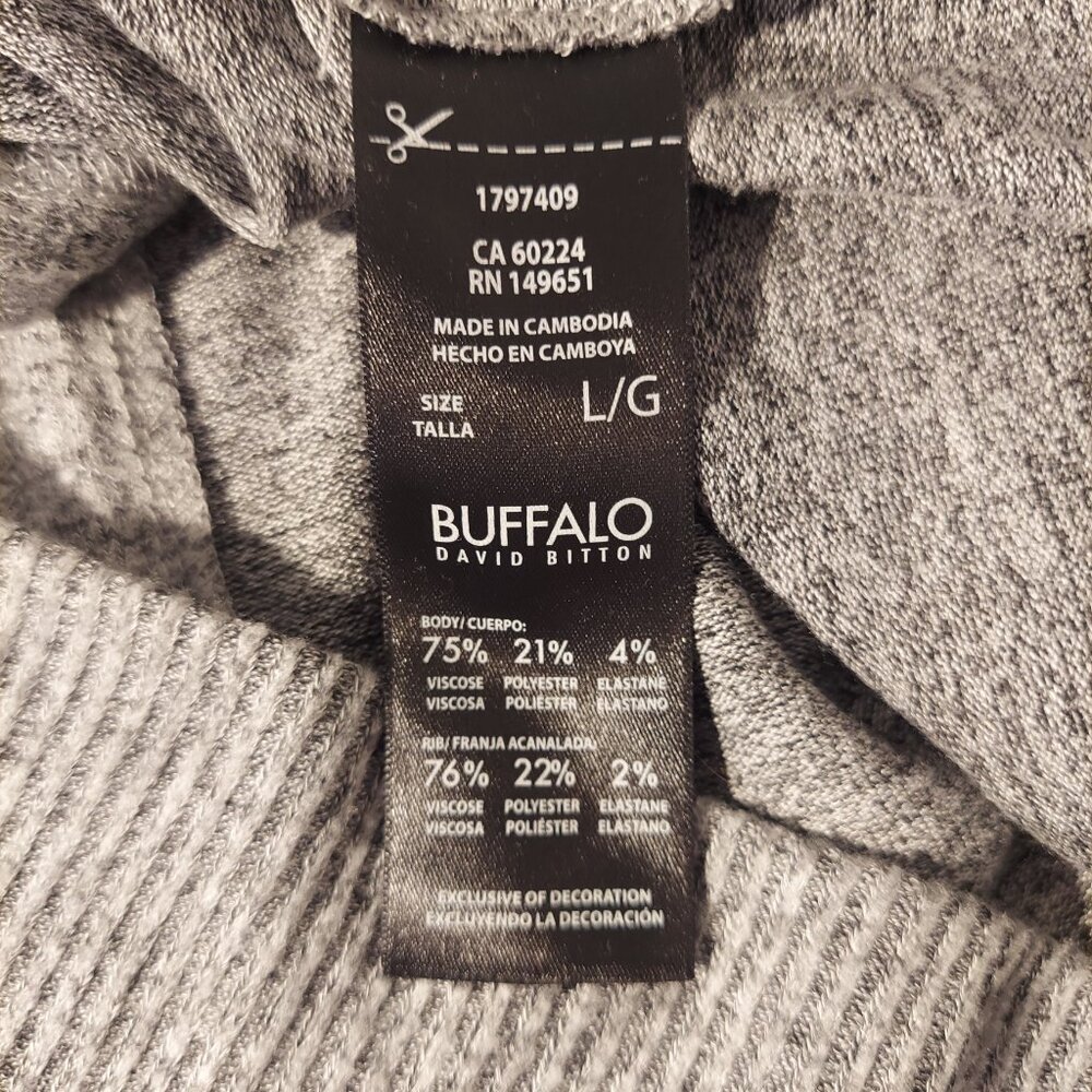 Buffalo David Bitton Gray V-Neck Sweater Soft Knit Pullover Classic Minimalist L - Picture 9 of 9